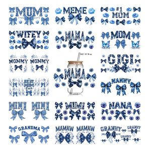 100 + UV DTF สติ๊กเกอร์<span class=keywords><strong>ห่อ</strong></span>ถ้วย Coquette โบว์แก้ว16ออนซ์สามารถห่อ Mama ลูกไม้สีชมพูถ้วยยูวีที่ห่อสติกเกอร์ Toile สีฟ้าสำหรับใช้16ออนซ์ - Product Image 2