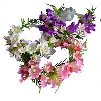 Couronne de fleurs décorative faite à la main en plastique style forêt 46 cm pour accessoire photo de mariage