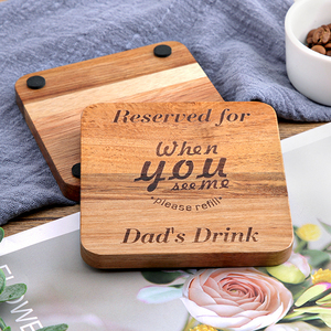 Vente en gros de sous-verres écologiques en bois d'acacia naturel style nordique logo personnalisé-cadeau promotionnel pour grand-mère grand-père papa tapis tampons - Product Image 1
