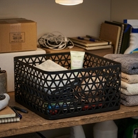 Panier de rangement en fil métallique noir creux, écologique, grande capacité, fabrication de précision, pour l'organisation et le rangement à domicile