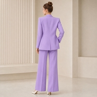 Ensemble de 3 pièces pour femme HY Custom, asymétrique, à volants, pour le bureau, blazer uni, double boutonnage, costume de bureau pour femme
