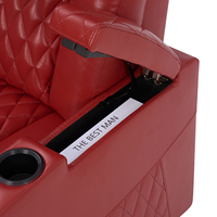 Canapé inclinable électrique intelligent en cuir véritable à trois places, style cinéma VIP classique, avec porte-gobelets USB et fonction mémoire, en bois