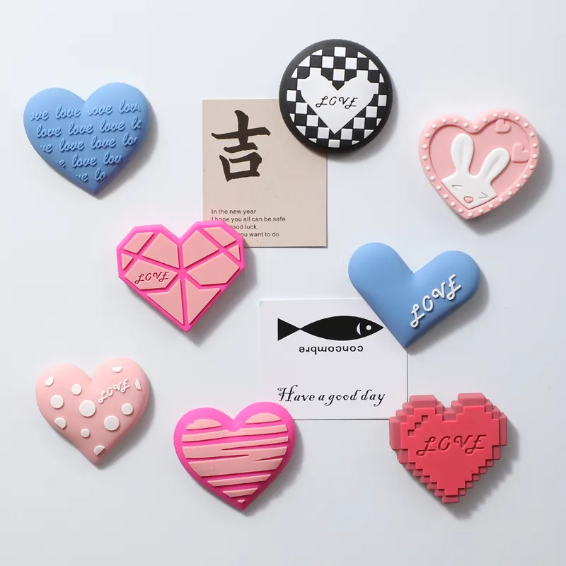 Four pack Creative love shape mini cute Decoration reusable gift Souvenir magnetic Silicon fridge magnet customised