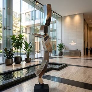 Escultura Abstracta de Acero Inoxidable de Arte Moderno Geométrico y Elegante para Decoración de Interiores y Exteriores, Vestíbulos de Hoteles y Oficinas de Alta Gama - Product Image 5