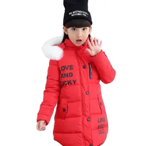 Moda abbigliamento Per Bambini Giacca di Pelliccia di Inverno Per Le Ragazze di 12 anni Caldo Con Cappuccio di Cotone Imbottito di Spessore Lungo Solido cappotto