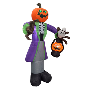 Citrouille gonflable personnalisable, monstre fantôme tenant une citrouille, peut être utilisé pour Halloween, soirée d'Halloween, escape room - Product Image 4