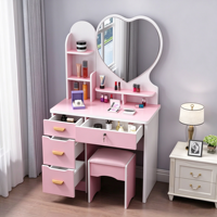 Coiffeuse de maquillage moderne et simple avec miroir cœur, direct usine, OEM, prix bas, faible MOQ