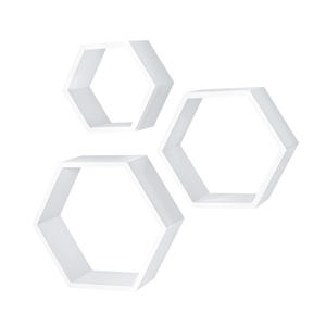 مجموعة من 3 رفوف خشبية سداسية الشكل للزاوية، رف عائم أحادي المستوى للتخزين المنزلي في المطبخ وغرفة المعيشة، مثبت بالمعدن - Product Image 2