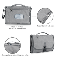 Sac de rangement multifonctionnel pour poussette en polyester imperméable à motif uni avec matelas à langer amovible pour bébé