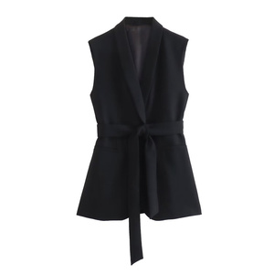 SHENZHU 2023 Nouveau <span class=keywords><strong>Gilet</strong></span> <span class=keywords><strong>Long</strong></span> <span class=keywords><strong>Noir</strong></span> <span class=keywords><strong>Femme</strong></span> Été Polyvalent Slim avec Ceinture <span class=keywords><strong>Sans</strong></span> Manches Col en V Décontracté Élégant 7848187 - Product Image 1