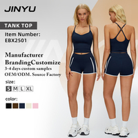 JINYU Débardeur Halter à Bretelles Spaghetti pour Femme, Dos Croisé, Rembourré, Cami de Sport Ultra Doux, Extensible dans les 4 Sens, Crop Top de Yoga et d'Entraînement