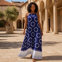 Robe longue moulante en polyester pour femme, imprimé tie-dye africain, sexy, élégante, à bretelles, pour soirée ou tenue décontractée estivale