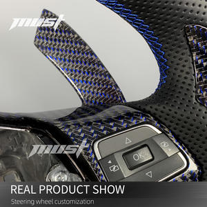 พวงมาลัยรถยนต์สำหรับ VW MK6กอล์ฟ R Scirocco <span class=keywords><strong>GTI</strong></span> R Jetta POLO 2010-2014อุปกรณ์ตกแต่งภายในรถยนต์คาร์บอนไฟเบอร์ที่กำหนดเอง - Product Image 4