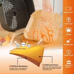 Freidora de aire desechable cuadrada personalizada al por mayor, papel pergamino, <span class=keywords><strong>doble</strong></span> cara de silicona, resistente al agua y al aceite, revestimiento para freidora de aire de cocina - Product Image 5