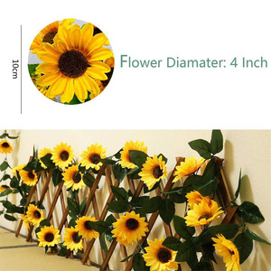 Vignes artificielles de tournesol Xinlei 100cm 200cm, bouquet de fleurs en soie pour la décoration intérieure et les accessoires de photographie en extérieur - Product Image 4