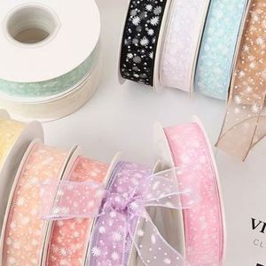 ริบบิ้นผ้าทูลลายดอกไม้ประดับดาว ขนาด 20 หลา สำหรับห่อดอกไม้และของขวัญ - Product Image 2