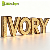 Letras de Canal LED con Diamantes Personalizadas para Restaurantes XDsign, Letrero 3D IPX7 Impermeable, Iluminación Publicitaria Direccional Multicolor