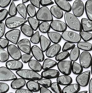 Pierres précieuses en psilomélane argenté naturel, cabochons en vrac, formes et tailles variées, lot pour la fabrication de bijoux - Product Image 2