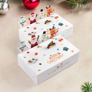 Kotak hadiah pesta Natal, biskuit permen lucu Diy, kotak kemasan Selamat lipat Natal