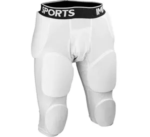 RG-couleur unie maille blanche unie et grand tissu élastique sports illimité 5 rembourrages ceinture de football avec coussinets