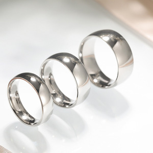 Silver Polished Dome Pure <b>Titanium</b> <b>Ring</b> Unisex Wide & Thin Band Classic Plain Wedding Band <b>For</b> Men <b>Women</b> - Product Image 1