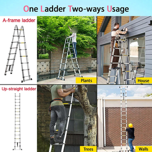 Échelle télescopique extensible en aluminium moderne certifiée EN131, pieds en caoutchouc industriels pour usage extérieur - Product Image 6