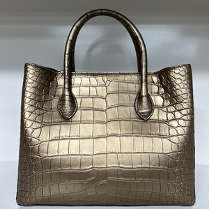 Bolso de mano 100% de piel de cocodrilo auténtica – Elegante bolso de diseñador con cierre de cremallera, bolso de mano de piel exótica de lujo - Product Image 2