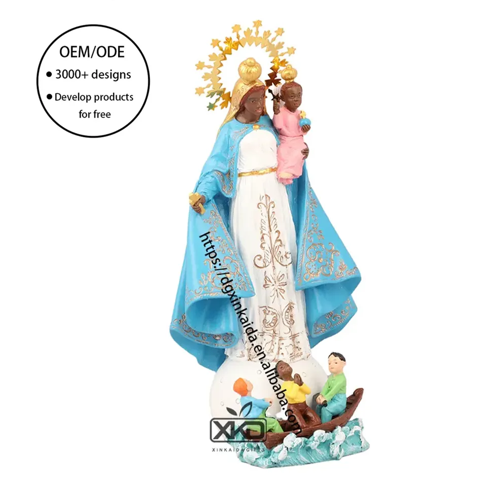 Fábrica atacado católica religiosa estátuas resina africano mãe mary segurando bebê jesus escultura estátua su