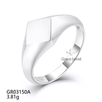 Großhandelspreis Personalisierte Maßanfertigung Logo 925 Sterling Silber Hochzeit Blanko Siegelringe für Herren