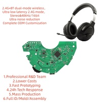 Casque de jeu sans fil à faible latence (<20 ms) avec puce Telink 2.4G + BT personnalisée, réduction de bruit et son DSP
