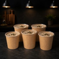 Gobelets à soupe en papier empilables et résistants à la graisse, gobelets à soupe personnalisés, gobelets à soupe chaude avec couvercle pour les restaurants de restauration rapide