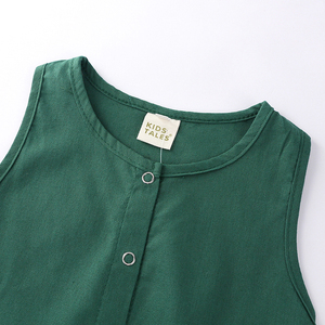 Mameluco de Lino y Algodón para Bebé de 6 a 9 <span class=keywords><strong>Meses</strong></span>, Sin Mangas, con Botones al Frente, Transpirable, Ropa de Verano para Bebé, Trajes para Recién Nacidos, Niños y Niñas - Product Image 4