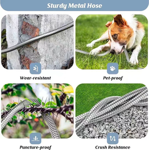 Enrouleurs de tuyau d'arrosage robustes en acier inoxydable 304/201, boîtier métallique de 16 mm d'épaisseur, tuyau intérieur en PVC, raccords de 3/4 po, flexibles et résistants aux éclats de griffes de chien - Product Image 2