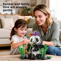 Kreatif DIY Seri Bunga Bunga Matahari Panda Panda dengan Pot Bambu Batu Bata Panda Gemuk