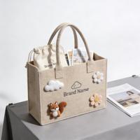 Sac fourre-tout en feutre personnalisé pour Noël, design mignon de dessin animé, réutilisable, grande capacité pour les fêtes, le rangement de bonbons, les cadeaux pour enfants, l'emballage cadeau
