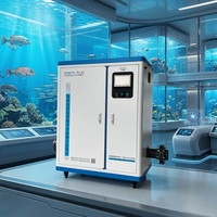 Mobiel RAS waterzuiveringssysteem voor zeewaterkweek, inclusief drukvatpomp en PLC-motor.