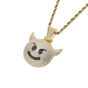 Collana con Ciondolo Personalizzato Stile Hip Hop 'Piccolo <span class=keywords><strong>Diavolo</strong></span>' con Zirconi, Accessorio Transfrontaliero Europa-America - Product Image 4