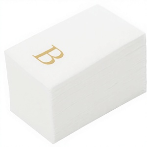Luxenap 158x79 Inch Bamboo Pulp 1-Ply Linen-Feel Guest Towels 50 Lettered Hand Towels Gold Letter 'B' Sans Serif <strong>Font</strong> Napkins - Product Image 1