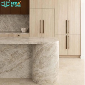 HZX Premium Tac Mahal Kuvarsit Mermer Plakalar Modern Cilalı Otel Mutfak Oturma Odası Ada Tezgahı Özelleştirilebilir Lüks - Product Image 5