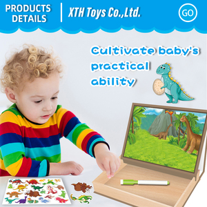 Nouveau Puzzle <span class=keywords><strong>magnétique</strong></span> pour enfants le monde des dinosaures jouet éducatif pour enfants <span class=keywords><strong>2</strong></span> en 1 autocollants magnétiques Puzzle jouet planche à dessin - Product Image 4