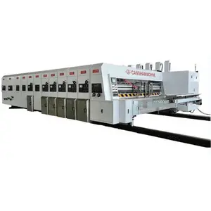 Vaccum transfer high speed lead edge feed flexo print slot die-cut with fold glue machine for making corrugated cardboard carton