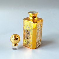 Flacons de parfum classiques carrés en verre de 150 ml et grands flacons d'attar avec bouchon en verre gravé à l'or, marque OEM