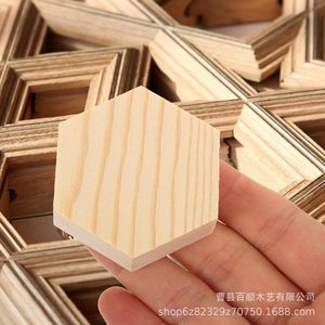 Hexagonal Pine <b>Wood</b> <b>Blocks</b> 5x4.4x2 Cm Natural Color For DIY Handicrafts Painting Projects - Product Image 4