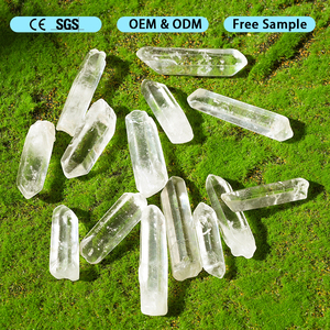 Sỉ buôn tinh thể thạch anh tự nhiên thô, đầu nhọn, trong suốt, có lỗ để làm đèn chùm pha lê - Product Image 2