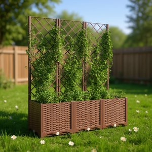 Jardinera de Plástico Marrón con Enrejado 47.2x15.7x53.5 Pulgadas, Diseño Moderno para Uso en Exteriores - Product Image 2