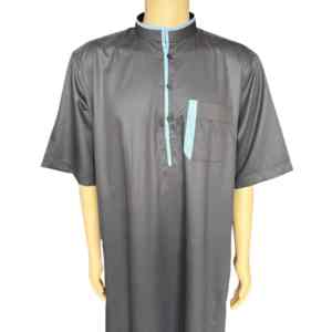 Thobe de <span class=keywords><strong>estilo</strong></span> Qatar <span class=keywords><strong>para</strong></span> <span class=keywords><strong>hombre</strong></span> con cuello levantado, túnica larga, Oriente Medio árabe de ropa de <span class=keywords><strong>hombre</strong></span>, ropa islámica tradicional con bolsillo y pantalón - Product Image 4