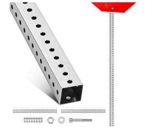 Poteau de signalisation routière perforé carré galvanisé à chaud, poteau de signalisation d'avertissement routier, poteau de signalisation routière personnalisé, poteau de support pour signalisation de sécurité routière - Product Image 1