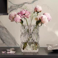 Vase en verre hydroponique carré épaissi, style européen moderne, luxe léger, écologique, durable, design haut de gamme pour la maison