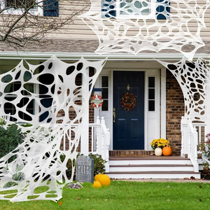 Décor d'Halloween Pafu, toile d'araignée à découper soi-même, filet flexible, filet extensible, décorations de toiles d'araignée effrayantes avec piquets de sol - Product Image 1