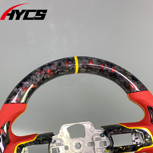 Volant en fibre de carbone forgé pour Ford Mustang 2015-2023 Cuir perforé LED RPM - Product Image 5